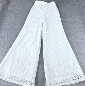Indian Lucknow Chikankari Art Work Embroidery Cotton White Palazzo Pants